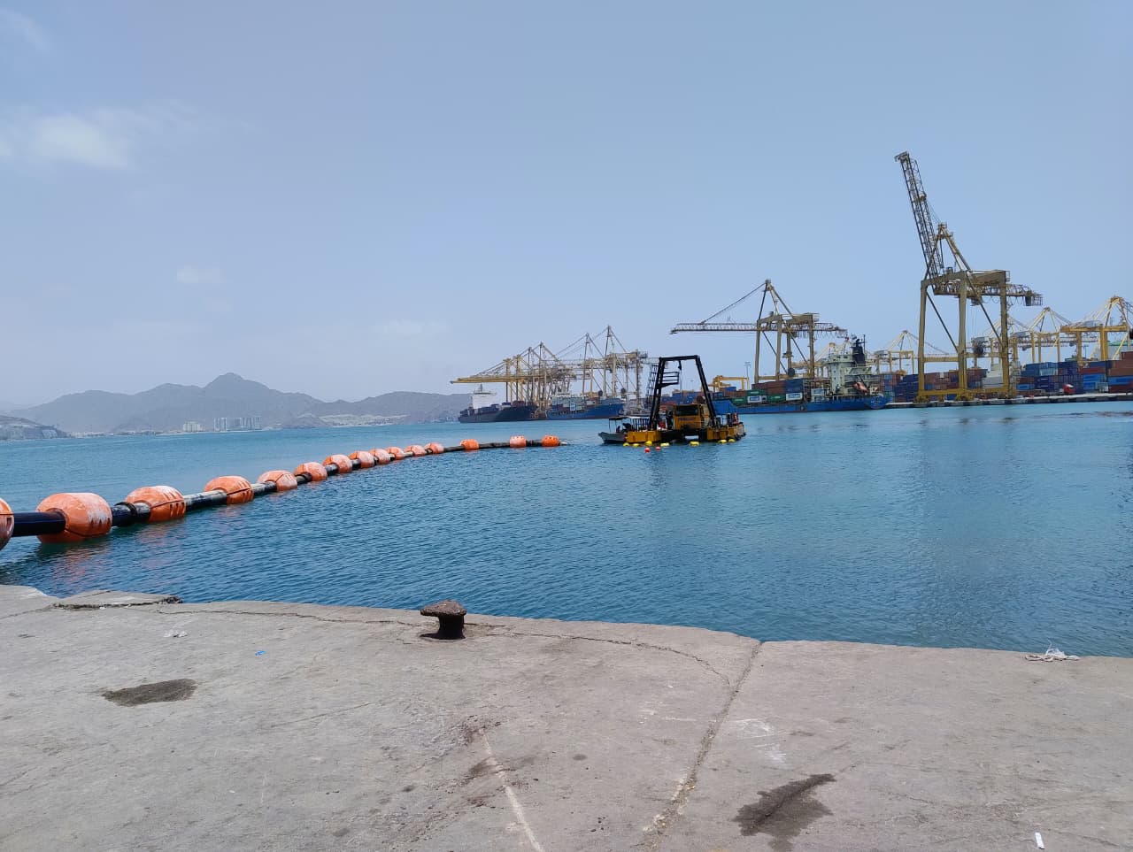 Dredging equipment operating at Khorfakkan Port